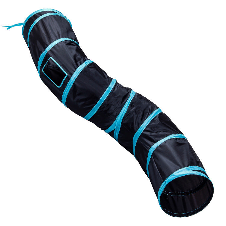 Tunnel S pliable bleu et noir pour chat