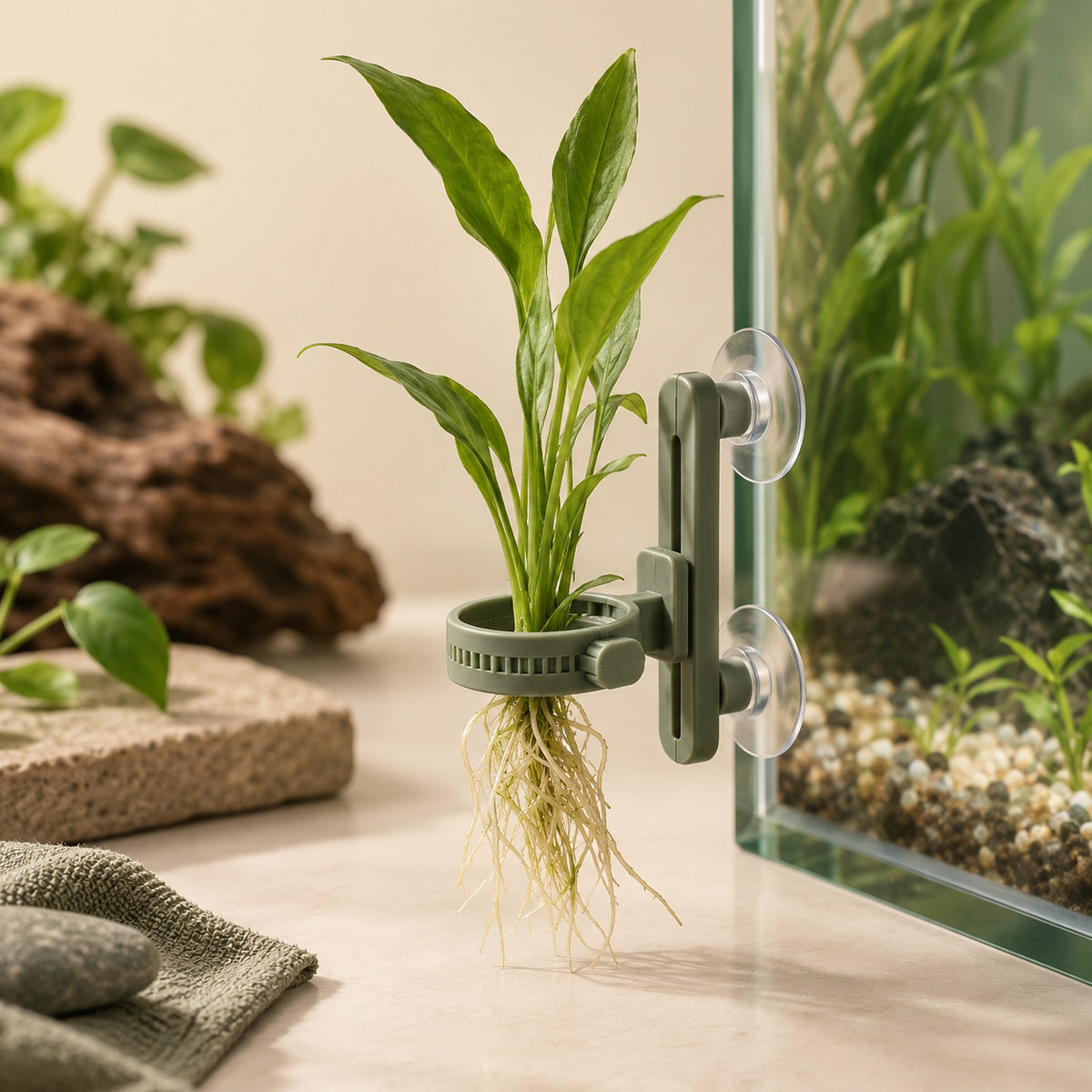 Support réglable PAWVIA pour plantes aquatiques avec ventouses