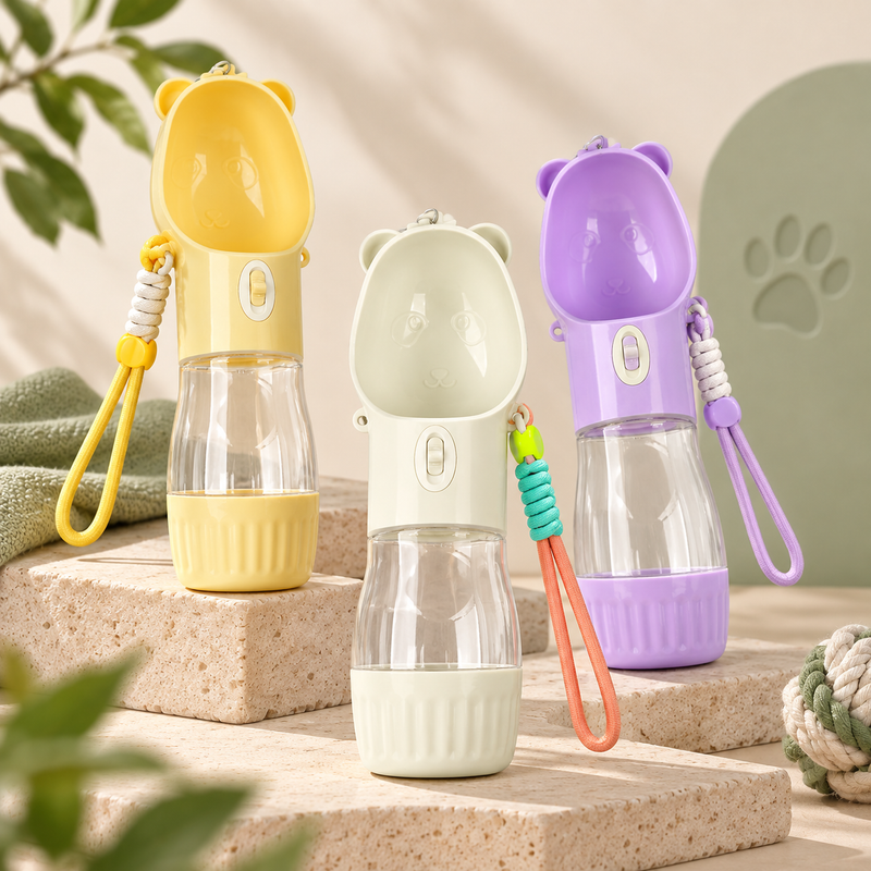 Gourde PAWVIA 2-en-1 pour chien en trois coloris : jaune, blanc et violet